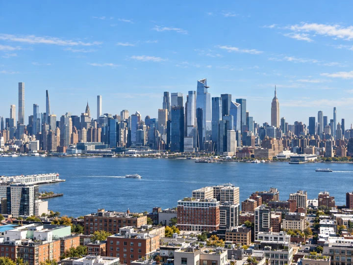 AI recreation of Midtown Manhattan across the Hudson in daylight